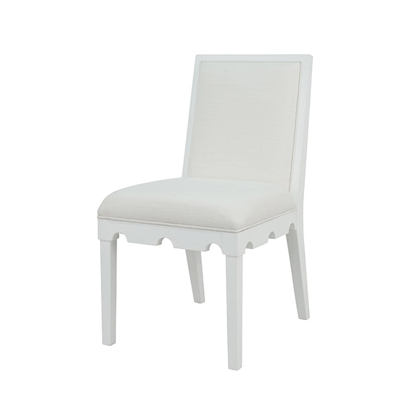 Worlds Away - Lanister Square Back Dining Chair With Decorative Apron In Matte White Lacquer - LANISTER WH - GreatFurnitureDeal