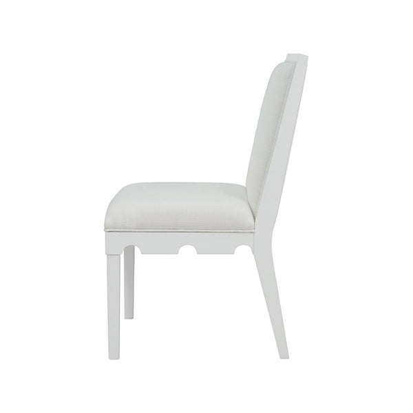 Worlds Away - Lanister Square Back Dining Chair With Decorative Apron In Matte White Lacquer - LANISTER WH - GreatFurnitureDeal