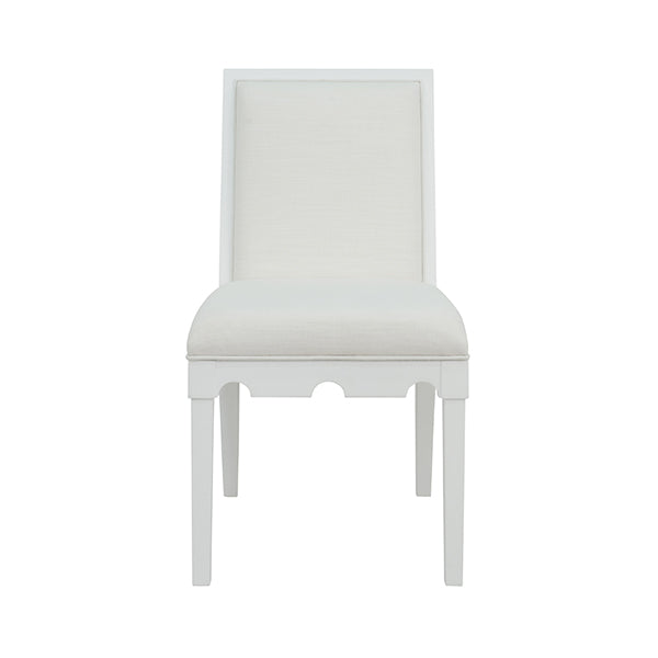 Worlds Away - Lanister Square Back Dining Chair With Decorative Apron In Matte White Lacquer - LANISTER WH - GreatFurnitureDeal