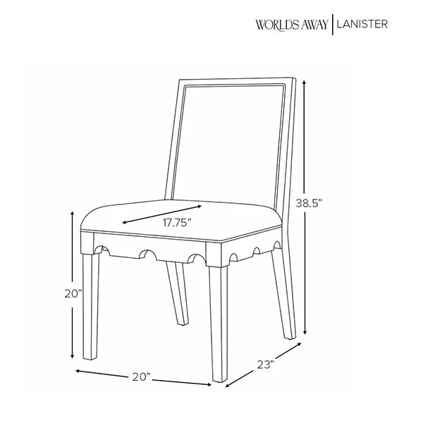 Worlds Away - Lanister Square Back Dining Chair With Decorative Apron In Matte Pink Lacquer With Performance White Linen Upholstery - LANISTER PI