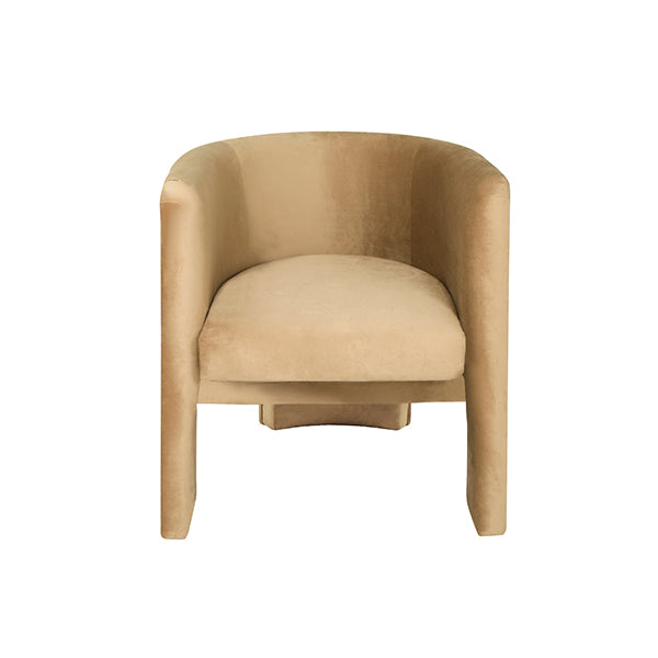 Worlds Away - Lansky Three Leg Fully Upholstered Barrel Chair in Camel Velvet - LANSKY CML - GreatFurnitureDeal