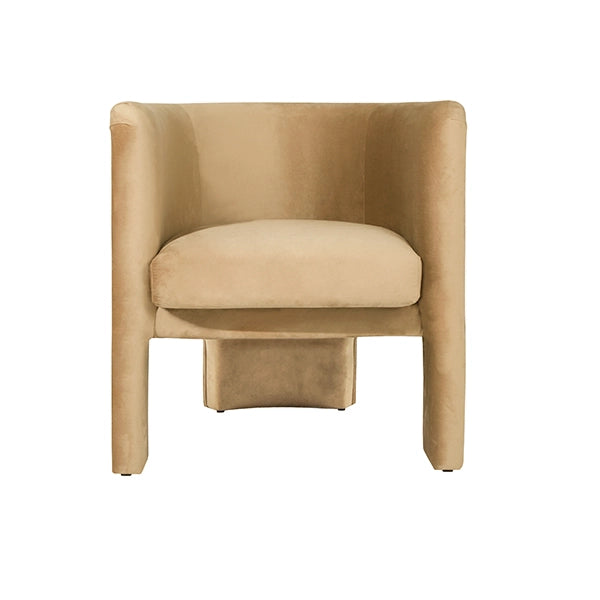 Worlds Away - Lansky Three Leg Fully Upholstered Barrel Chair in Camel Velvet - LANSKY CML - GreatFurnitureDeal