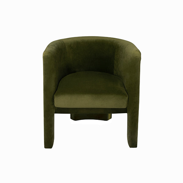Worlds Away - Lansky Three Leg Fully Upholstered Barrel Chair in Olive Velvet - LANSKY OLV