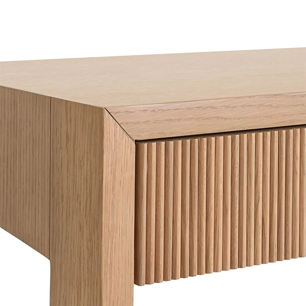 Worlds Away - Larkin Two Drawer Desk With Fluted Detail in Natural Oak - LARKIN NO - GreatFurnitureDeal