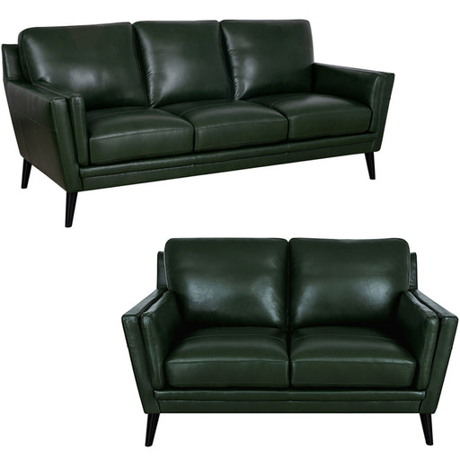 Mariano Italian Leather Furniture - Lauren 2 Piece Living Room Set in Bottle Green - LAUREN-SL - GreatFurnitureDeal