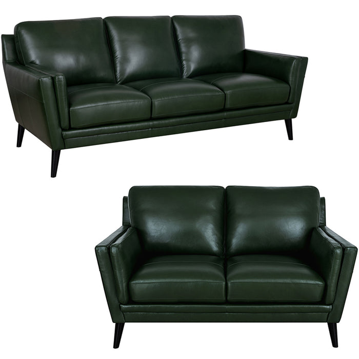 Mariano Italian Leather Furniture - Lauren 2 Piece Living Room Set in Bottle Green - LAUREN-SL - GreatFurnitureDeal
