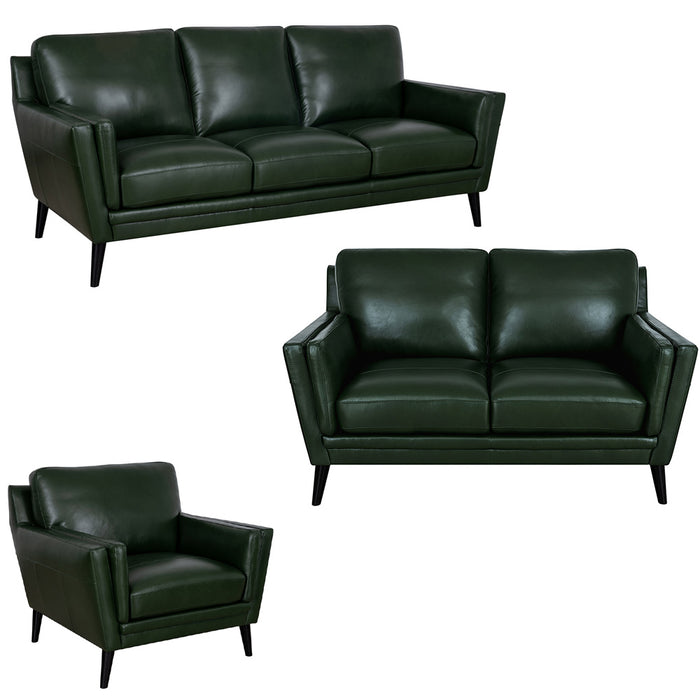 Mariano Italian Leather Furniture - Lauren 3 Piece Living Room Set in Bottle Green - LAUREN-SLC - GreatFurnitureDeal