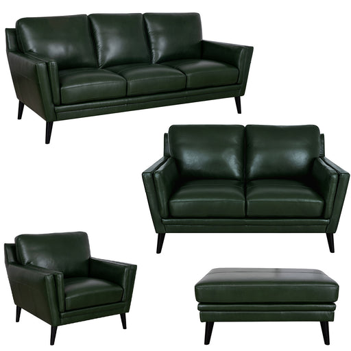 Mariano Italian Leather Furniture - Lauren 4 Piece Living Room Set in Bottle Green - LAUREN-SLCO - GreatFurnitureDeal