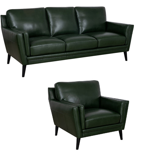Mariano Italian Leather Furniture - Lauren 2 Piece Sofa Set in Bottle Green - LAUREN-SC - GreatFurnitureDeal