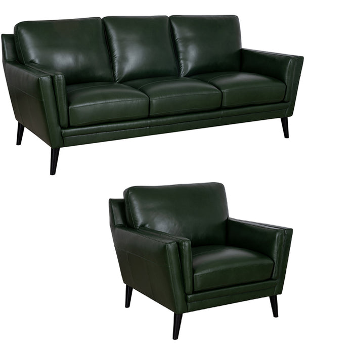Mariano Italian Leather Furniture - Lauren 2 Piece Sofa Set in Bottle Green - LAUREN-SC - GreatFurnitureDeal
