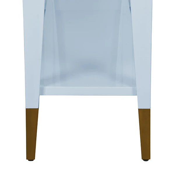 Worlds Away - Laverne Two Tier Tapered Leg Console With Antique Brass Foot Caps In Light Blue Lacquer - LAVERNE LB