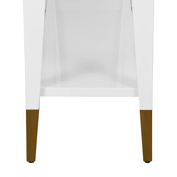 Worlds Away - Laverne Two Tier Tapered Leg Console With Antique Brass Foot Caps In White Lacquer - LAVERNE WH
