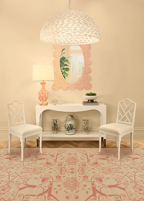 Worlds Away - Laverne Two Tier Tapered Leg Console With Antique Brass Foot Caps In White Lacquer - LAVERNE WH