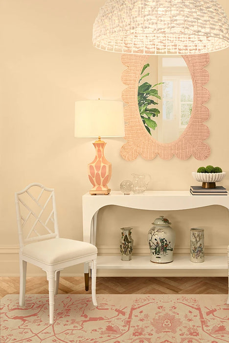 Worlds Away - Laverne Two Tier Tapered Leg Console With Antique Brass Foot Caps In White Lacquer - LAVERNE WH