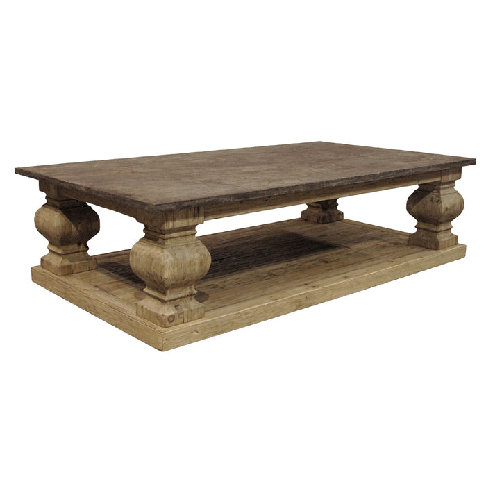 GJ Styles - Pine Coffee Table With Old Stone Top - LD03-NA - GreatFurnitureDeal