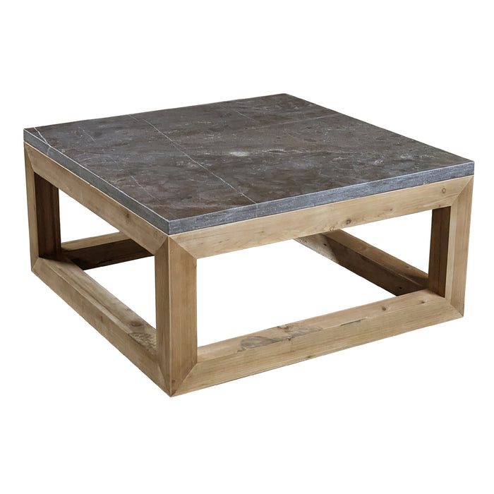 GJ Styles - Square Nat Pine Coffee Table Stone Top - LD179-NA - GreatFurnitureDeal