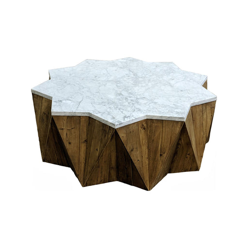 GJ Styles - Star Coffee Table Pine W/White Marble - LD197-WM - GreatFurnitureDeal