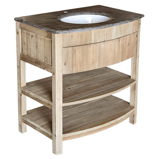 GJ Styles - Bowfront Galleried Vanity In Natural - LD240-NA - GreatFurnitureDeal