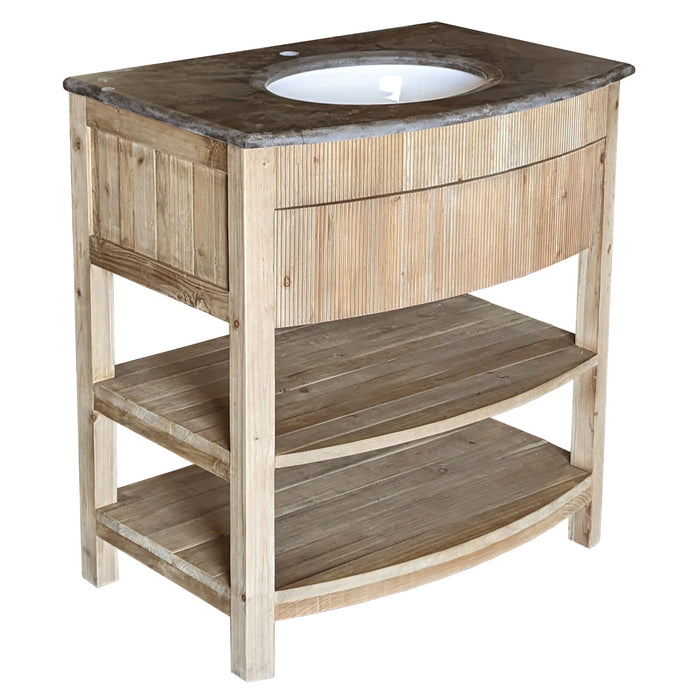 GJ Styles - Bowfront Galleried Vanity In Natural - LD240-NA - GreatFurnitureDeal