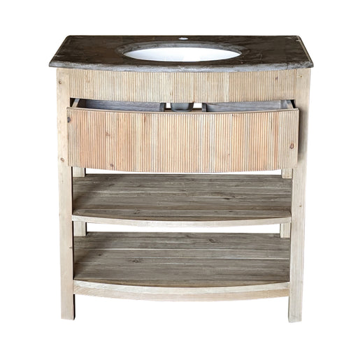 GJ Styles - Bowfront Galleried Vanity In Natural - LD240-NA - GreatFurnitureDeal