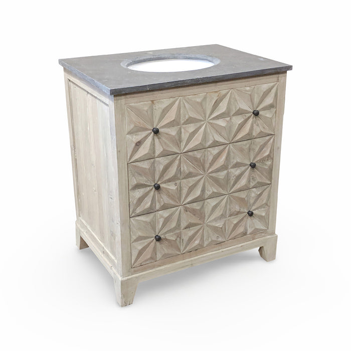 GJ Styles - Diamond Embossed Wash Vanity W/Blue Stone - LD277-OL - GreatFurnitureDeal