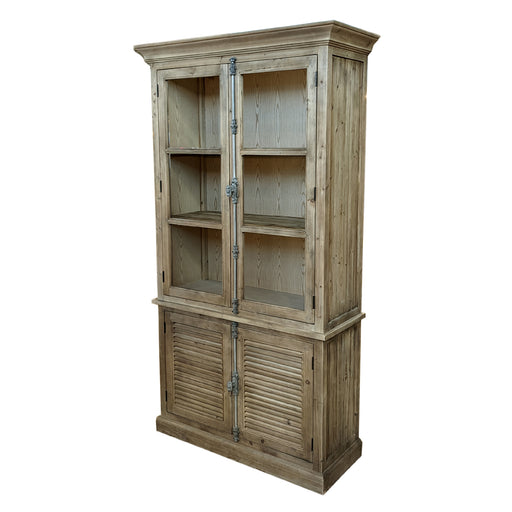 GJ Styles - Bookcase W/Glzd Top & Plant Base In Natural - LD36-NA - GreatFurnitureDeal