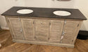 GJ Styles - Double Sink Vanity Louvered Dr Large Washed Cabinet - LD72-OL - GreatFurnitureDeal