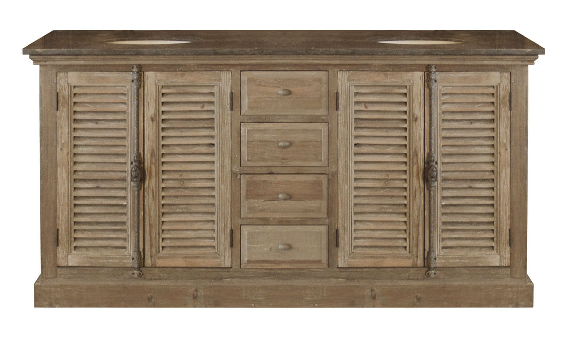 GJ Styles - Double Sink Vanity Louvered Dr Large Washed Cabinet - LD72-OL - GreatFurnitureDeal