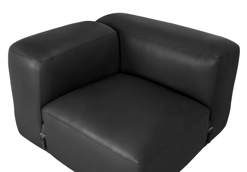 Noir Furniture - Augustus Modular Sofa Left Corne in Black - LEA-AS003A-L - GreatFurnitureDeal