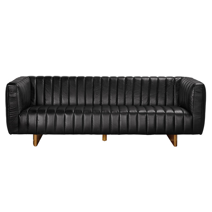 Noir Furniture - Khann Sofa in Ebony Black Leather - LEA-AS004BLL - GreatFurnitureDeal
