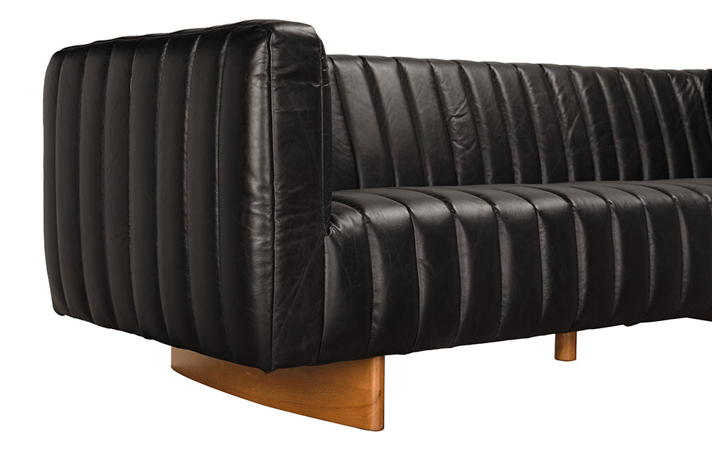 Noir Furniture - Khann Sofa in Ebony Black Leather - LEA-AS004BLL - GreatFurnitureDeal