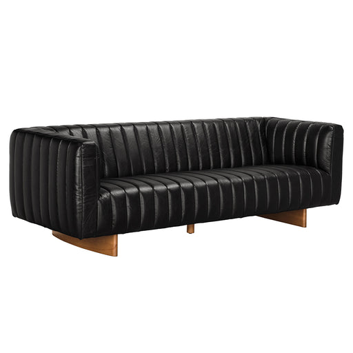 Noir Furniture - Khann Sofa in Ebony Black Leather - LEA-AS004BLL - GreatFurnitureDeal