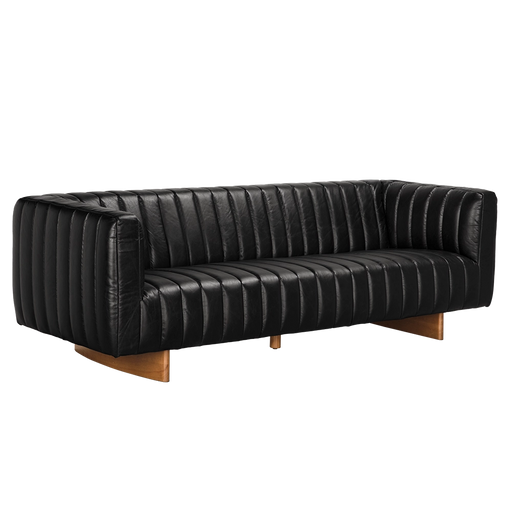 Noir Furniture - Khann Sofa in Ebony Black Leather - LEA-AS004BLL - GreatFurnitureDeal