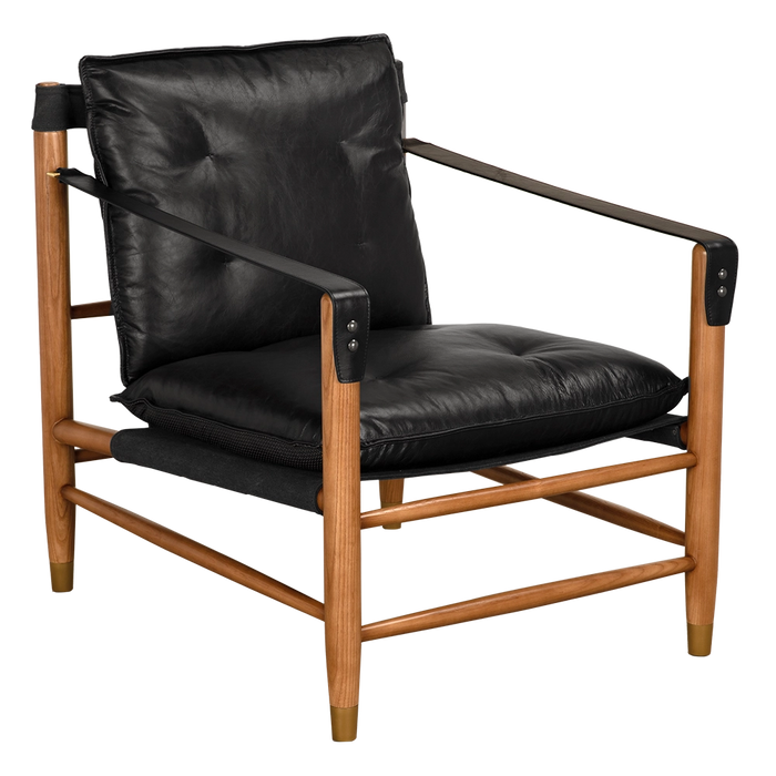 Noir Furniture - Luther Chair in Ebony Black Leather - LEA-C001BLL - GreatFurnitureDeal