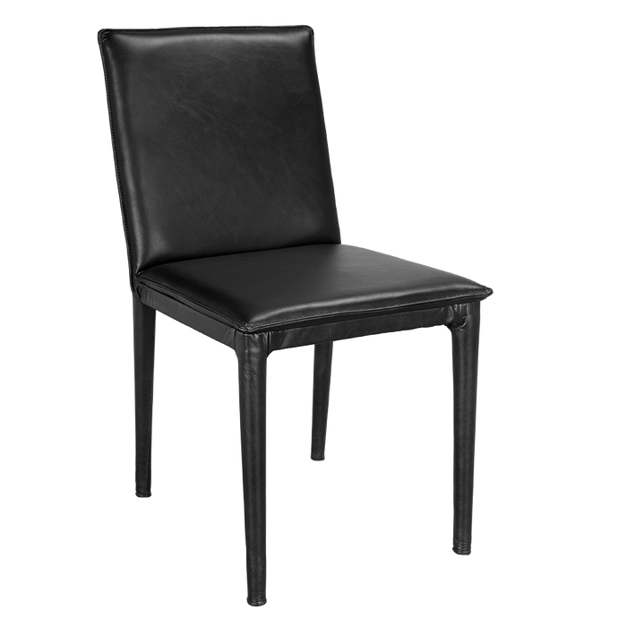 Noir Furniture - Newton Dining Chair in Ebony Black Leather - LEA-C004BLL - GreatFurnitureDeal