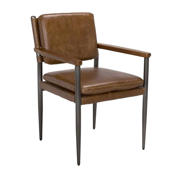 Noir Furniture - Wooster Dining Chair with Arms in Brown - LEA-C0115CBR - GreatFurnitureDeal