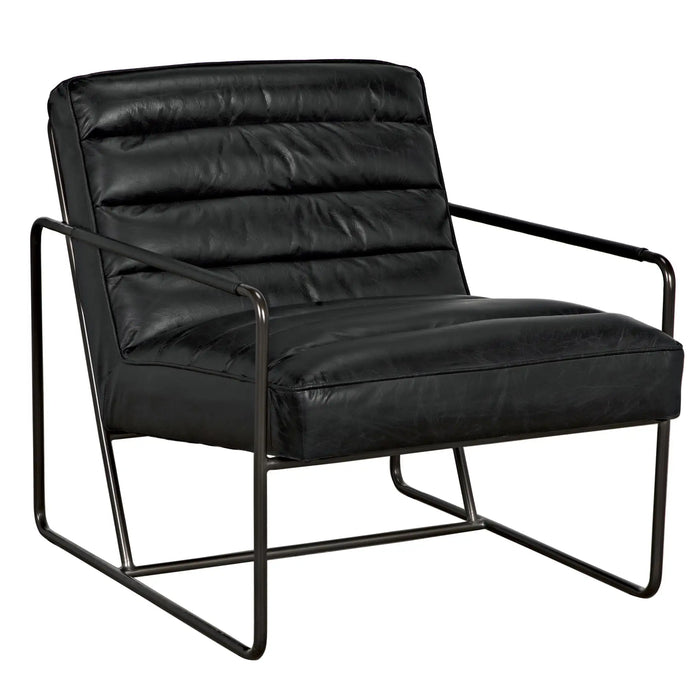 NOIR Furniture - Demeter Chair Metal and Black Leather - LEA-C0306-1D - GreatFurnitureDeal