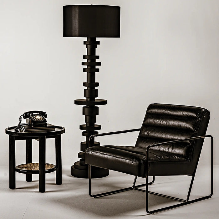 NOIR Furniture - Demeter Chair Metal and Black Leather - LEA-C0306-1D