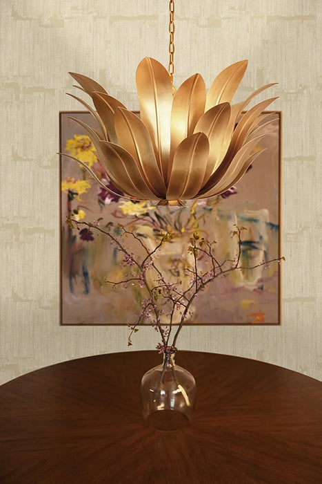 Worlds Away - Leander Leaf Blossom Chandelier In Gold Leaf - LEANDER G