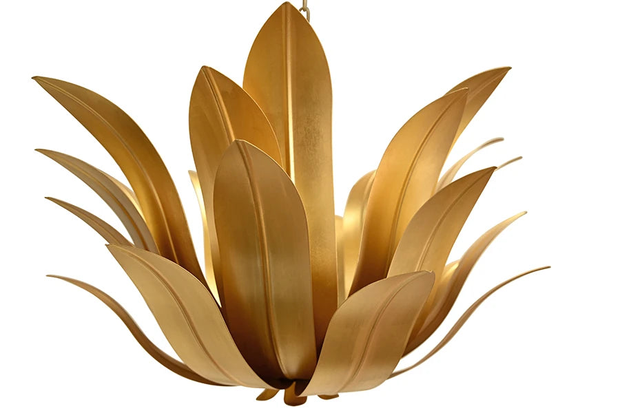 Worlds Away - Leander Leaf Blossom Chandelier In Gold Leaf - LEANDER G
