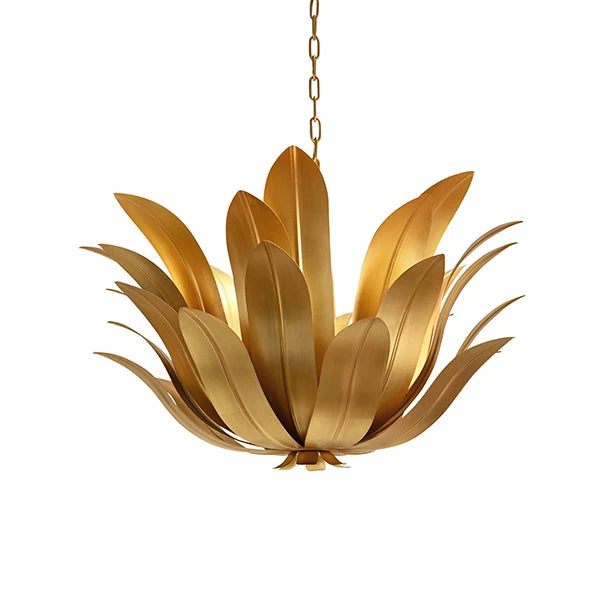Worlds Away - Leander Leaf Blossom Chandelier In Gold Leaf - LEANDER G