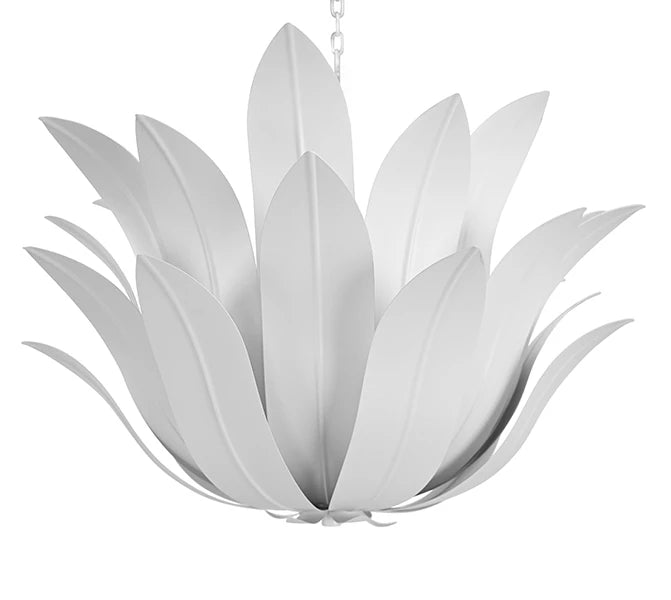 Worlds Away - Leander Leaf Blossom Chandelier In White Powder Coat - LEANDER WH