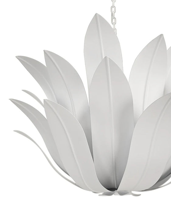 Worlds Away - Leander Leaf Blossom Chandelier In White Powder Coat - LEANDER WH