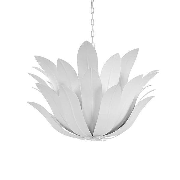 Worlds Away - Leander Leaf Blossom Chandelier In White Powder Coat - LEANDER WH