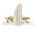 Worlds Away - White Marble Bookends With Brass Leopard - LEON - GreatFurnitureDeal