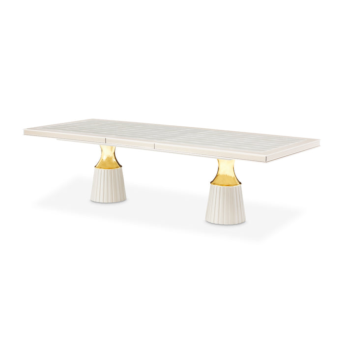 AICO Furniture - Carmela Double Pedestal Dining Table in Shimmer Ivory - LFR-CRMA002-141 - GreatFurnitureDeal