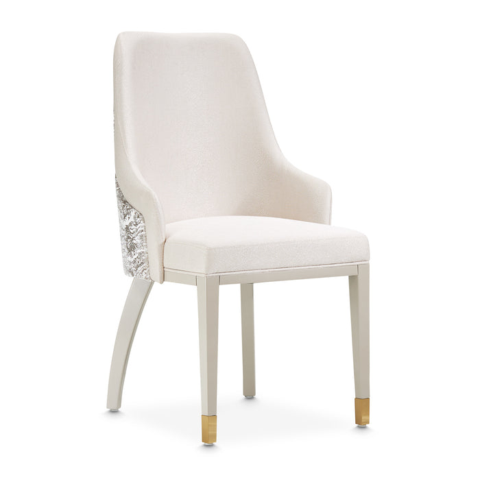 AICO Furniture - Carmela Arm Chair in Shimmer Ivory (Set of 2) - LFR-CRMA004A-141 - GreatFurnitureDeal