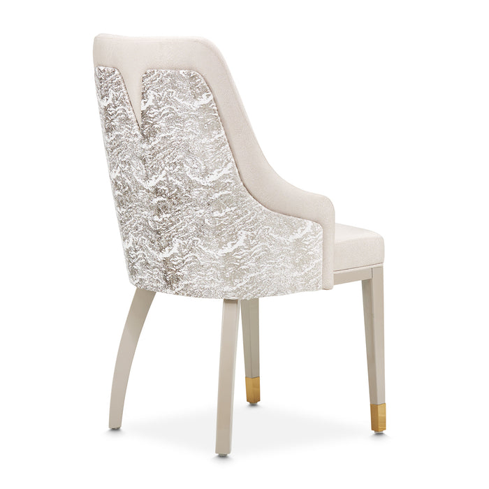 AICO Furniture - Carmela Arm Chair in Shimmer Ivory (Set of 2) - LFR-CRMA004A-141 - GreatFurnitureDeal