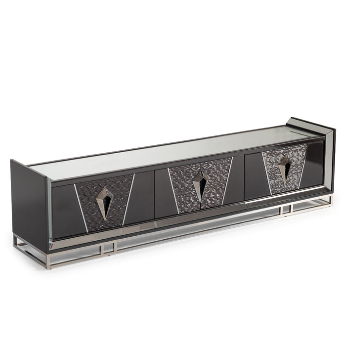 AICO Furniture - Carmela Media Cabinet in Glossy Charcoal Sand - LFR-CRMA081-830 - GreatFurnitureDeal