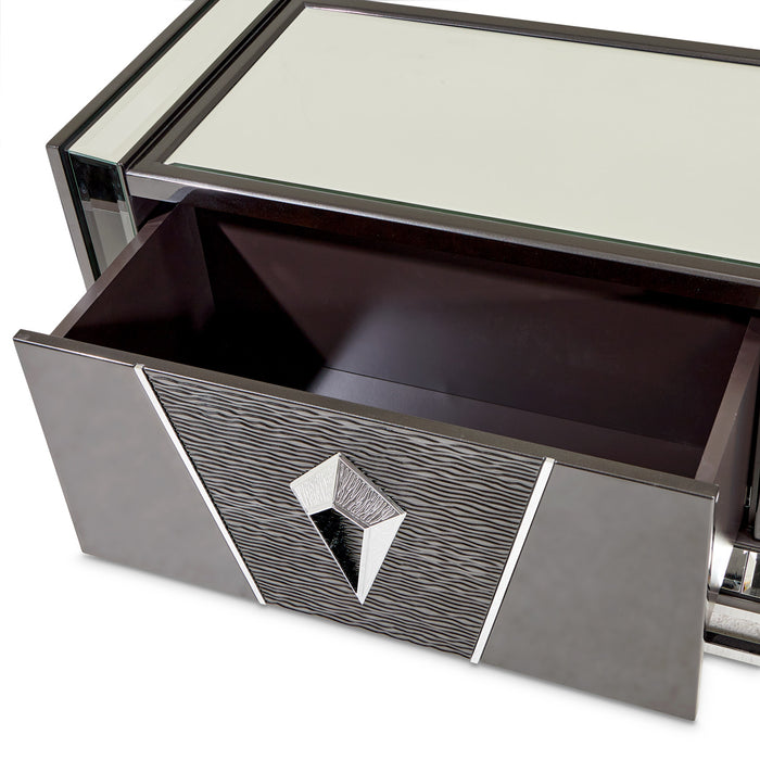 AICO Furniture - Carmela Media Cabinet in Glossy Charcoal Sand - LFR-CRMA081-830 - GreatFurnitureDeal